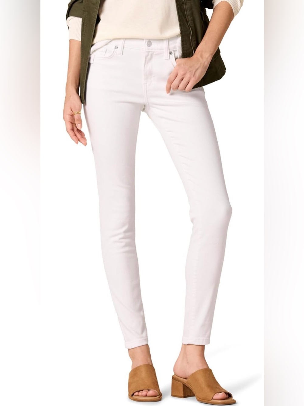 NWT Amazon Essentials Mid-Rise Skinny Jeans White 16 Cotton Stretch Comfort